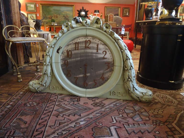 Romantic Celadon Green and Zinc Faced Clock