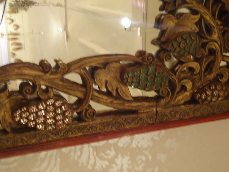 Indonesian Intricate Tibetan Carved Wood Mirror