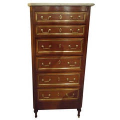 Antique Louis XVI Mahogany Semainier or Chest of Drawers