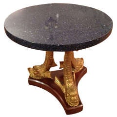 Antique Marble and Gilded Dolphin Motif Cocktail Table