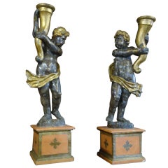 Pair of Very Large Sculptural Putti