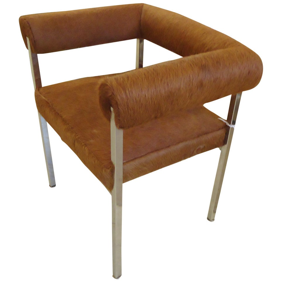 Furry Cowhide Mid Century Modern Desk Chair
