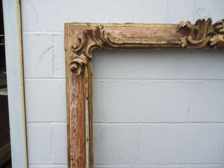Polychromed Magnificent Large Antique Italian Distressed Frame