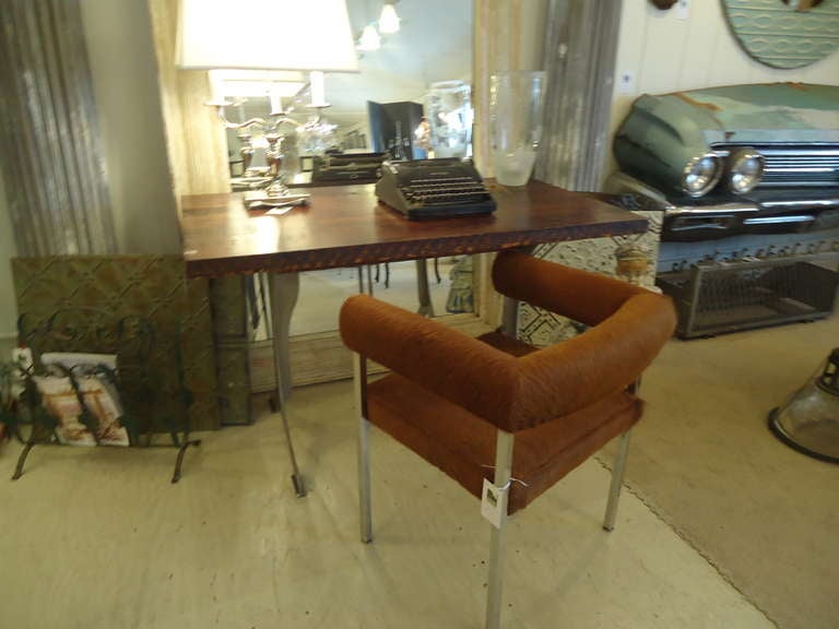 Mid-Century Modern Furry Cowhide Mid Century Modern Desk Chair