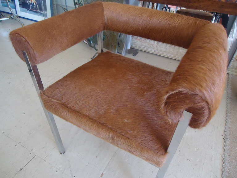 Furry Cowhide Mid Century Modern Desk Chair 1