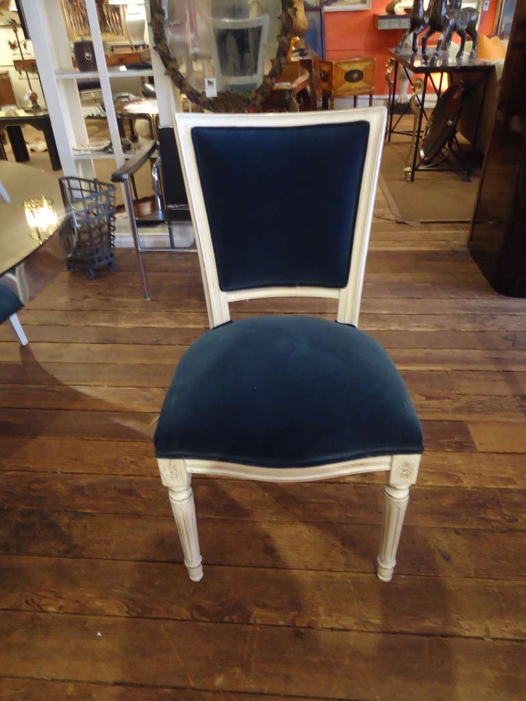 8 Eight Louis XVI style White Painted Dining Chairs