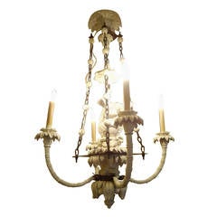 Vintage Super Chic Carved Wood Chinoiserie Style Monkey Chandelier