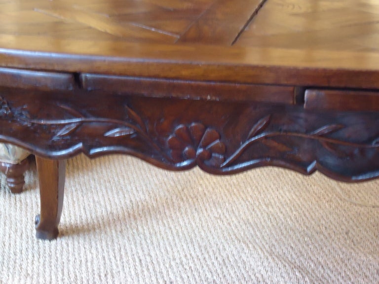 19th Century Antique French Provincial Parquetry Refectory Table
