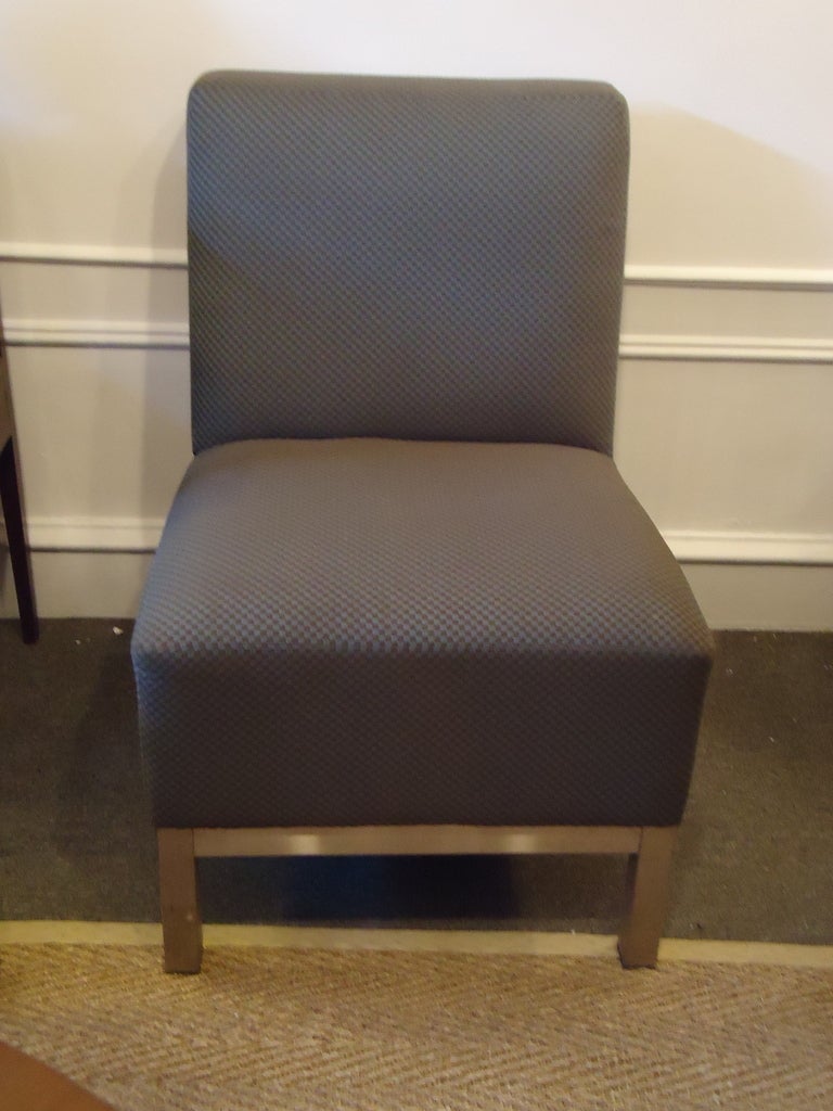 Pair of Midcentury Slipper Chairs with Stainless Steel Legs In Good Condition In Hopewell, NJ
