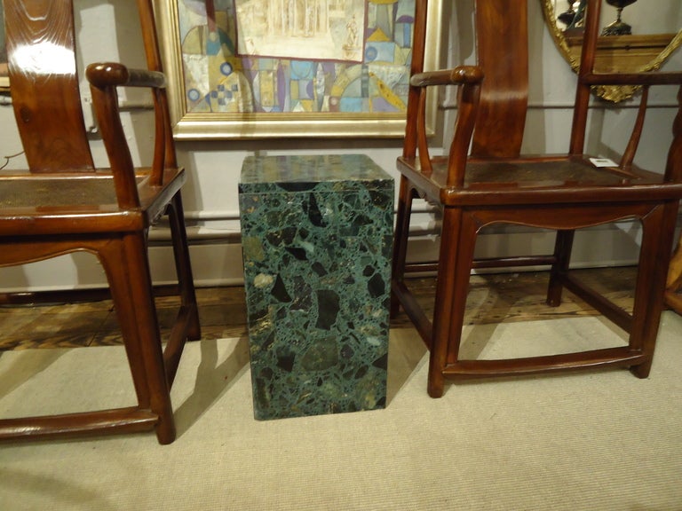 Pair of Green Granite vintage pedestal sidetables