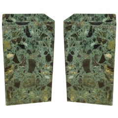 Pair of Green Granite vintage pedestal sidetables