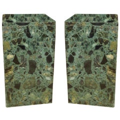 Pair of Green Granite vintage pedestal sidetables