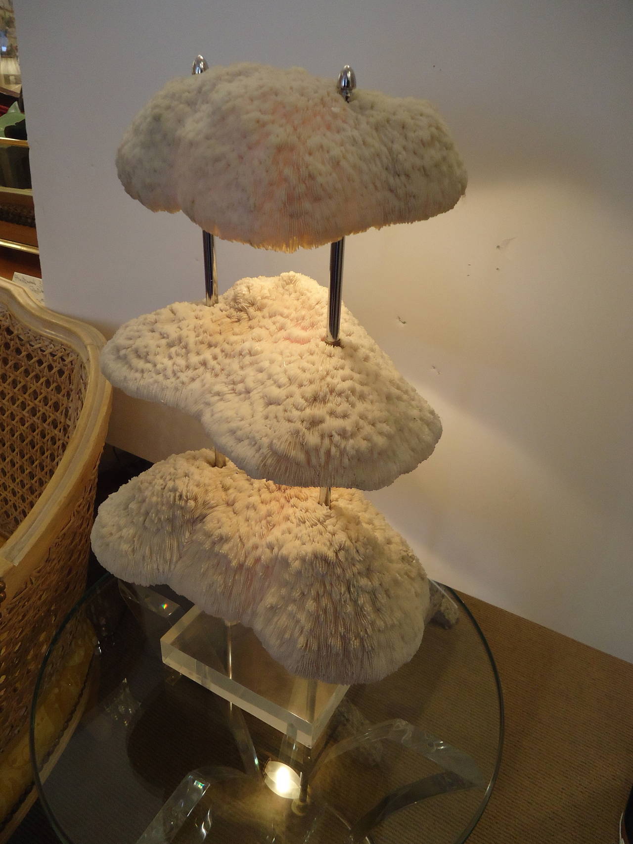 Custom Three-Tier Artful Coral Lamp In Excellent Condition In Hopewell, NJ
