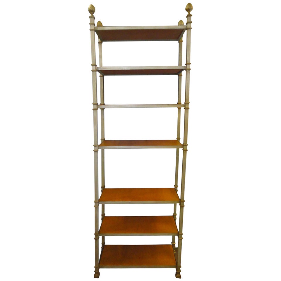 Once Cole Porters Debonair Iron and Leather Etagere