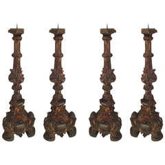 Four Very Old Continental Candlesticks