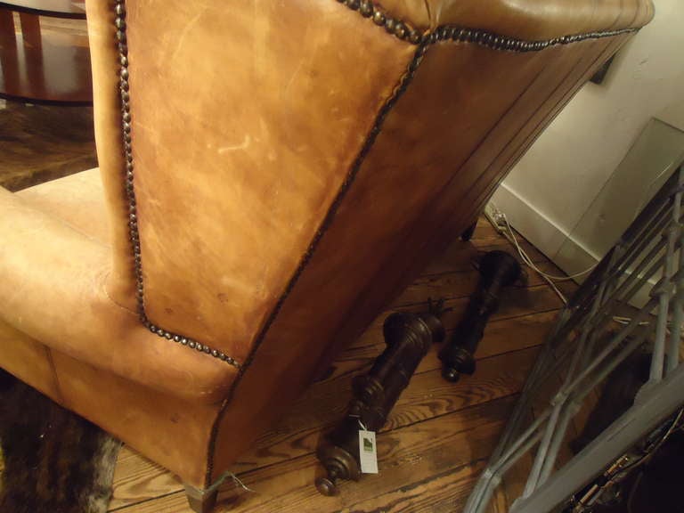Stunning Distressed Leather Belgian High Back Sofa 1