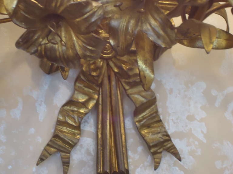 Pair of Gilded Metal Sconces In Excellent Condition For Sale In Hopewell, NJ