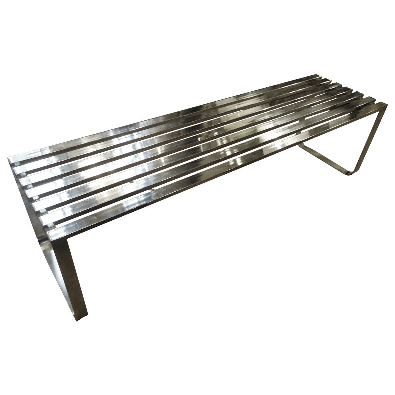 Mid-Century Modern Milo Baughman Chrome Bench Coffee Table