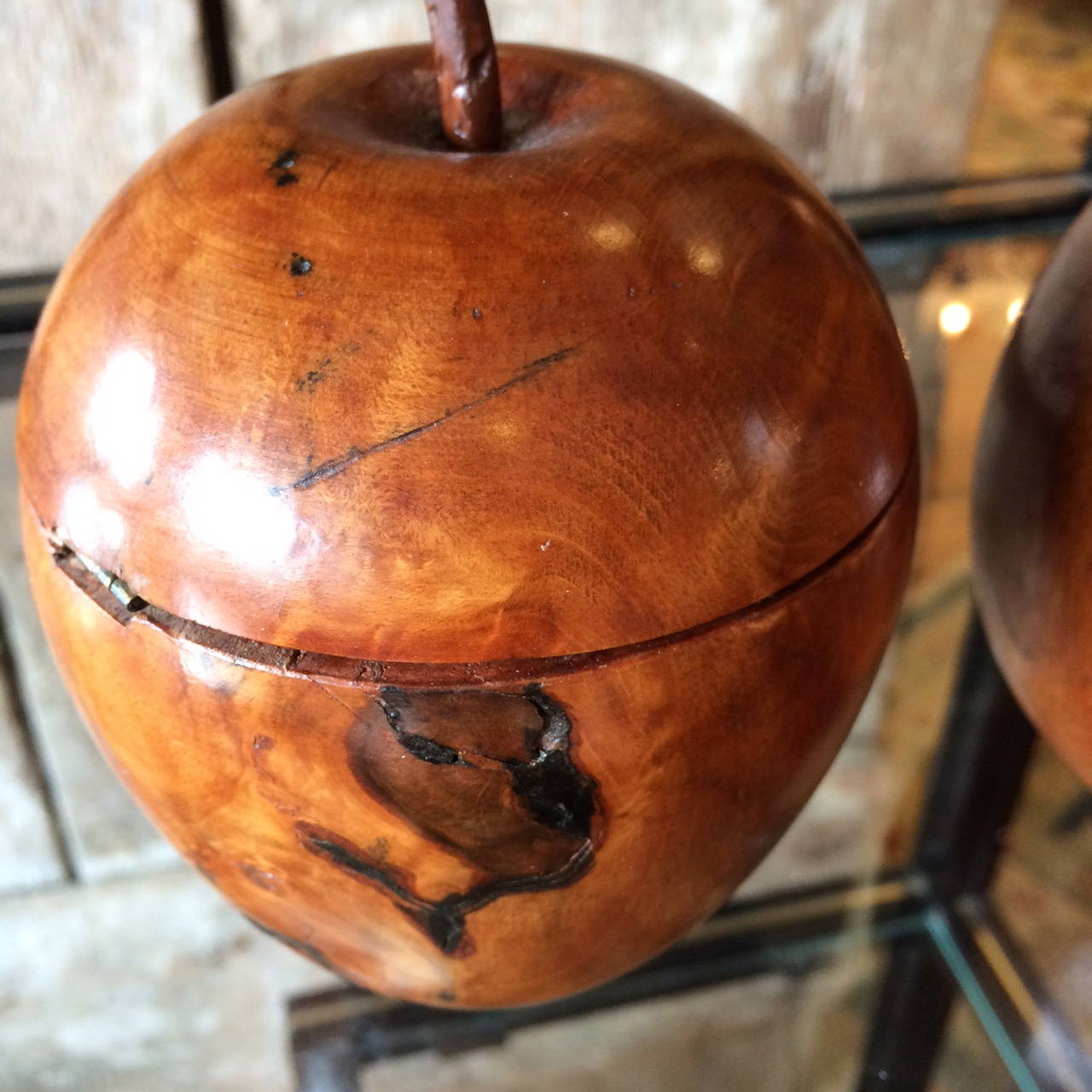 Rare Wooden Tea Caddies in Shape of Fruit In Good Condition In Hopewell, NJ
