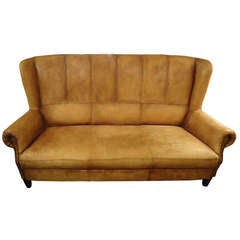 Used Stunning Distressed Leather Belgian High Back Sofa