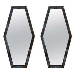 Pair of Elongated Hexagonal Mid Century Modern Mirrors