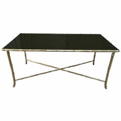 Maison Bagues Style Bronze Faux Bamboo Coffee Cocktail Table