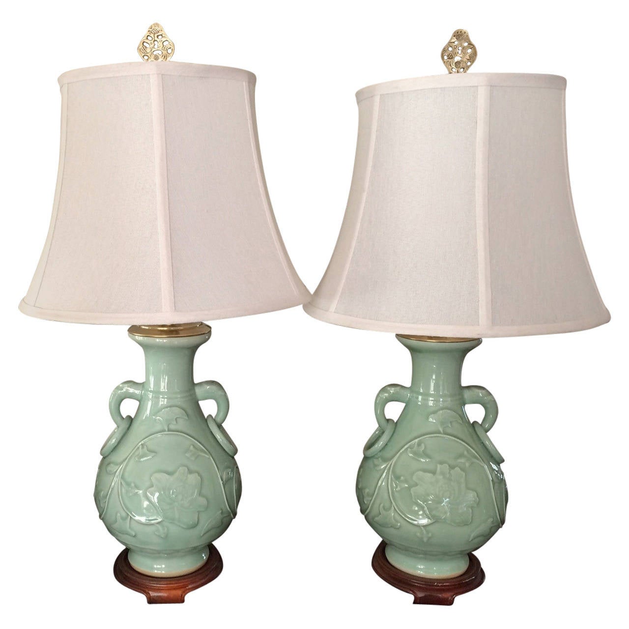 Pair of Asian Celadon Lamps at 1stDibs