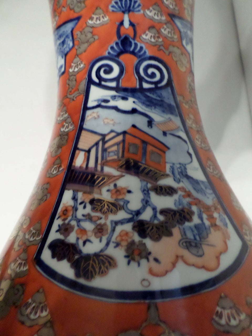 Japonisme Monumental Pair of Imari Style Palace Vases