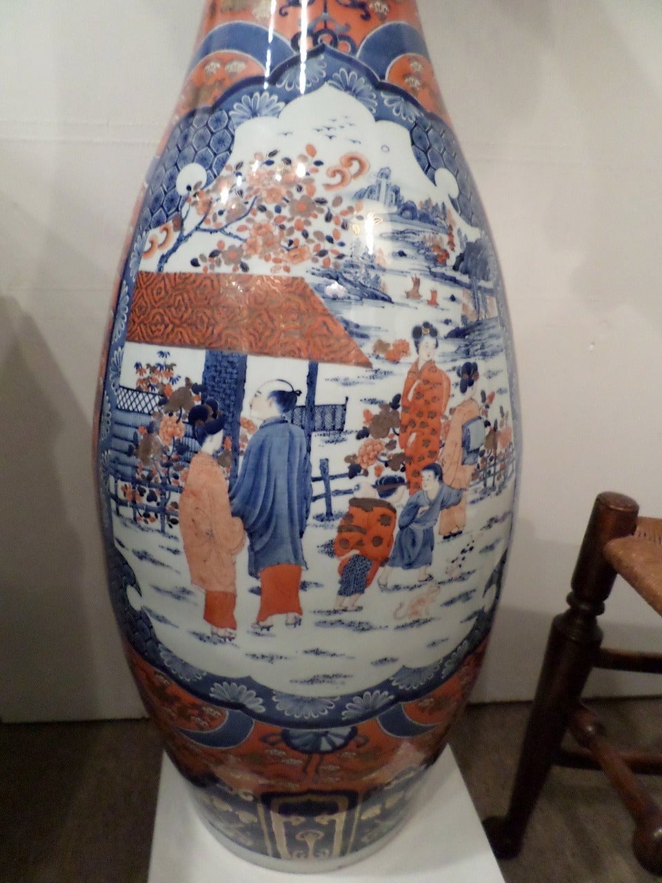 Monumental Pair of Imari Style Palace Vases 1