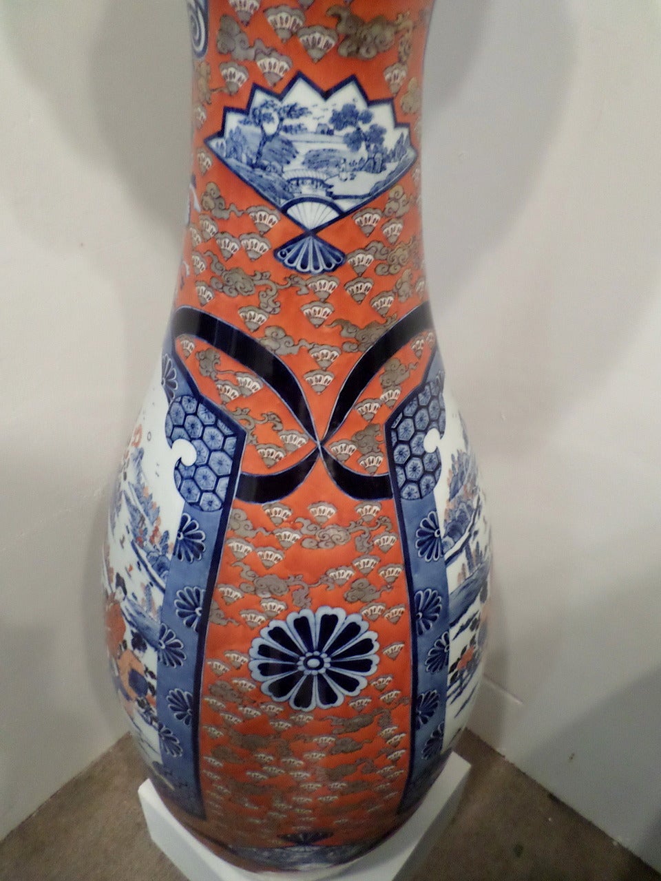 Monumental Pair of Imari Style Palace Vases 2