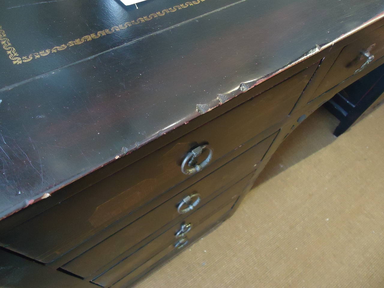 Black and Gold Chinoiserie Style Desk In Good Condition In Hopewell, NJ