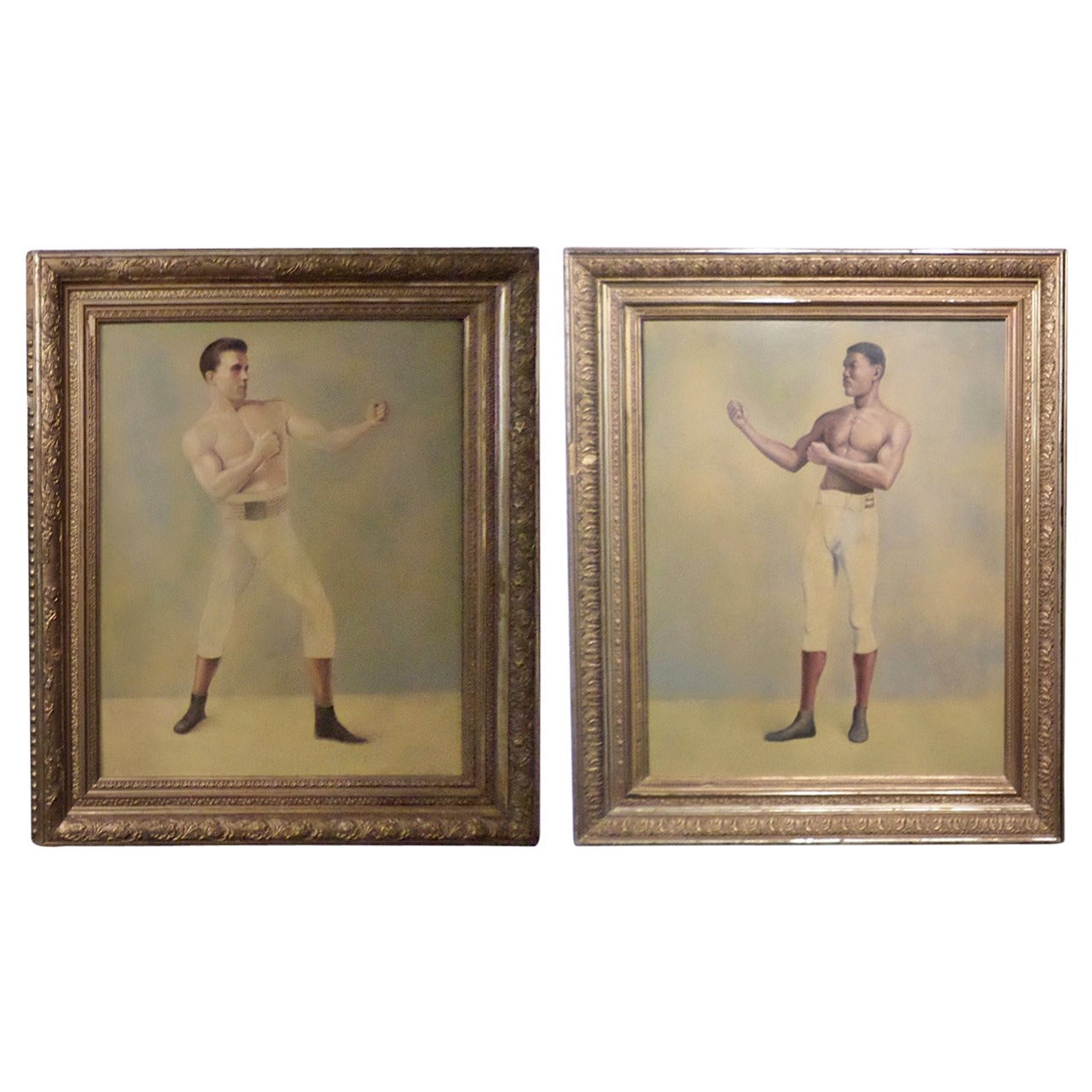 Wonderful Pair of Portraits of Athletic Boxers