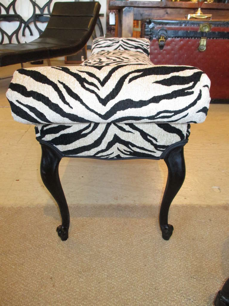 American Zebra Stripe Hollywood Regency Style Bench