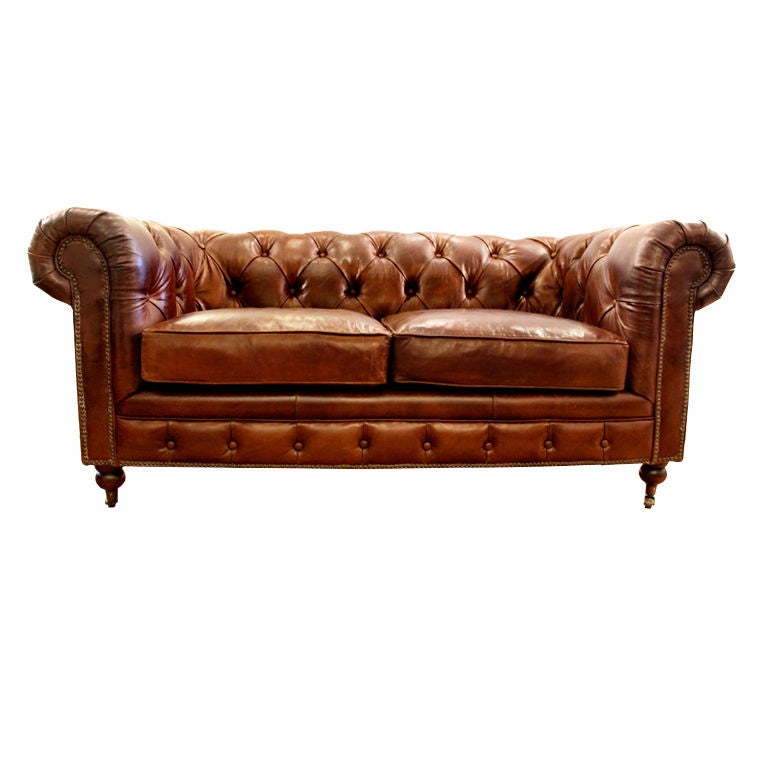 Small Leather Chesterfield Sofa