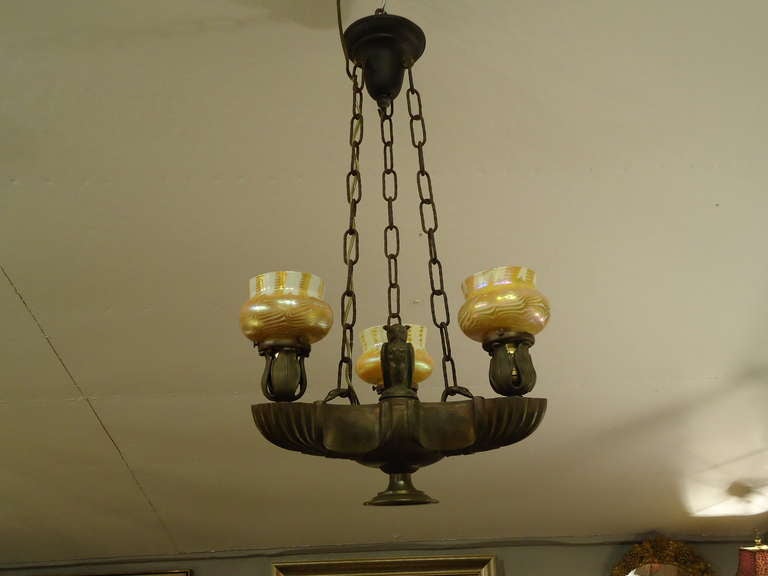 Antique Bronze Light Fixture with Owl