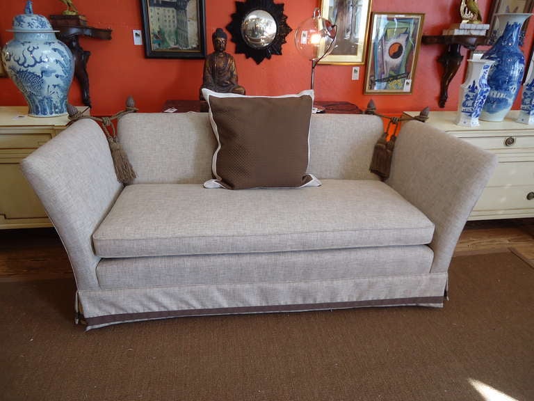 American Vintage Knole Style Sofa In Neutral Linen