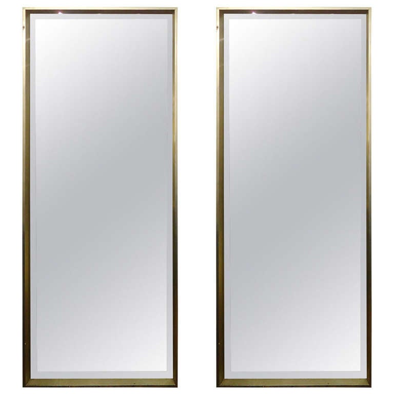 sleek pair of modern tall bevelled mirrors in silver leaf sleek pair of modern tall bevelled mirrors in silver leaf