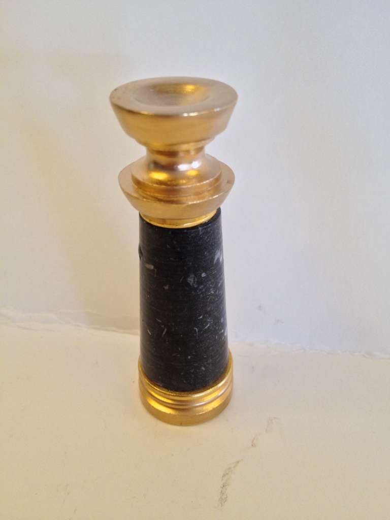 Unknown Midcentury Brass and Marble Chess Pieces