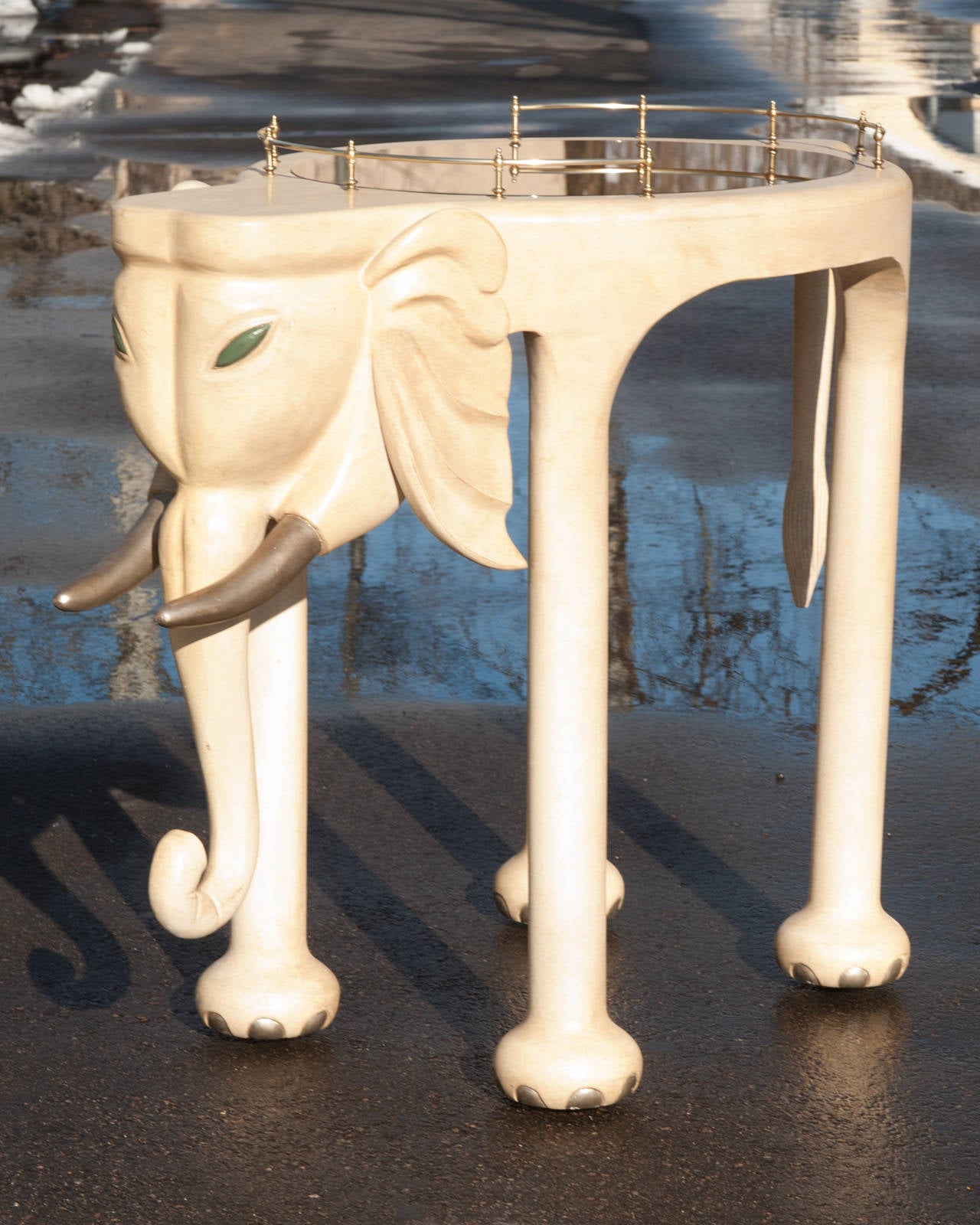 Fantastic Carved and Painted Wood Elephant Bar and Stools at 1stDibs