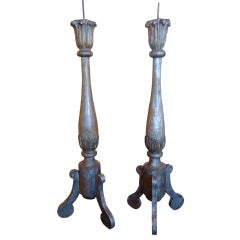 French Antique Silver Gilt Prickets Candlesticks