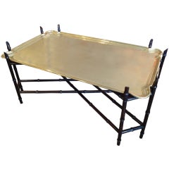 Handsome Brass and Wooden Tray Coffee Table