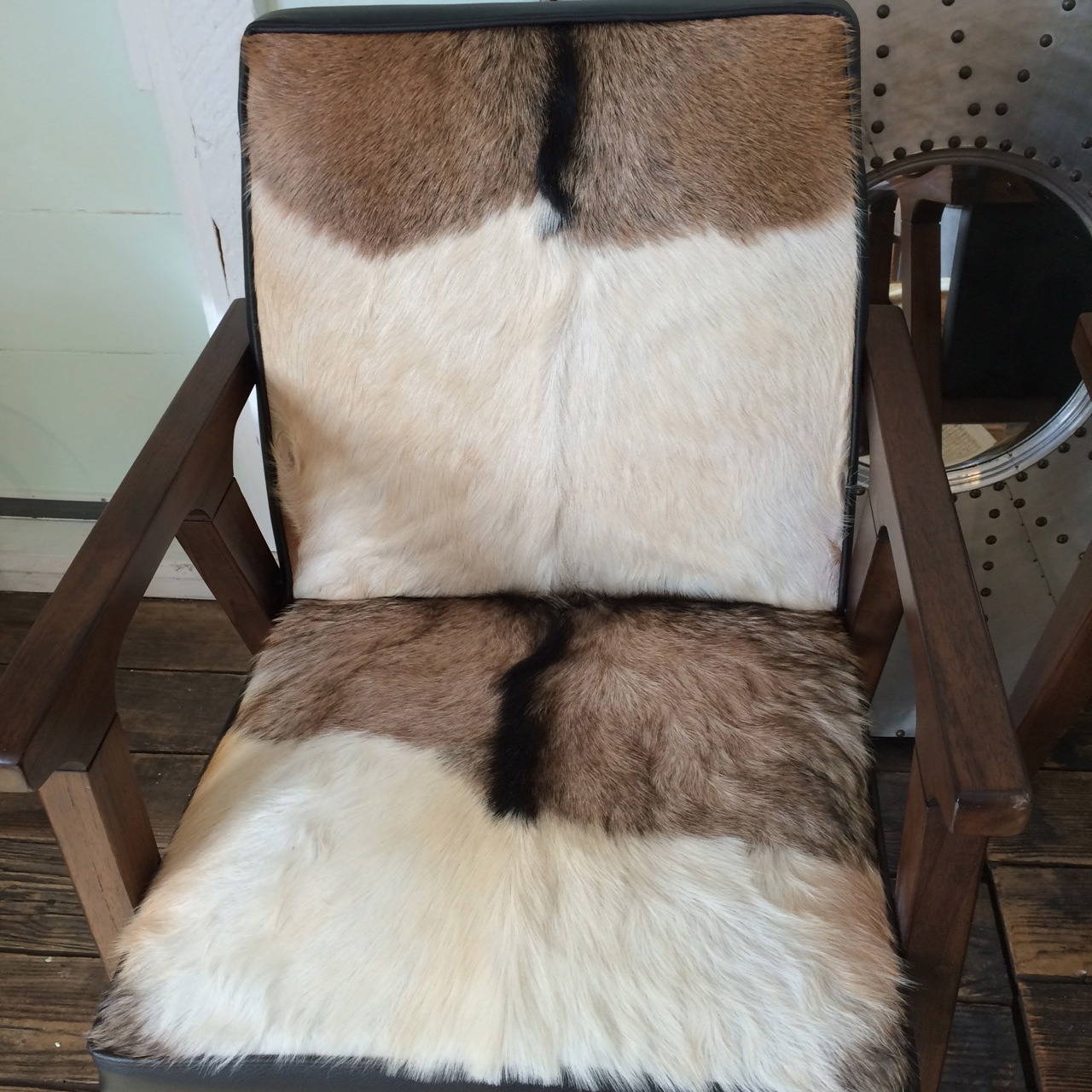 Pair of Ultra Cool Cowhide and Leather Armchairs at 1stdibs