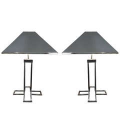 Pair of Chrome Curtis Jere Midcentury Modern Lamps