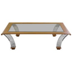 Gigantic Lucite and Beechwood Coffee Table