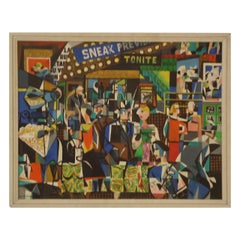 A. Kenneth Ness Big Bold Cubist Painting of Opening Night