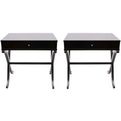 Barbara Barry Black Lacquer Sidetables (Pair)