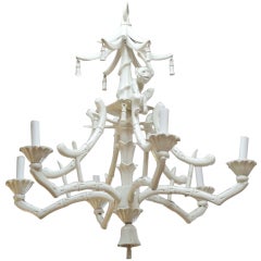 Vintage Tre Chic Faux Bamboo Asian Monkey Chandelier