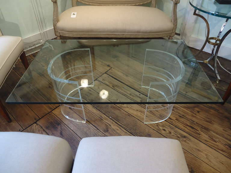 Late 20th Century Lucite and Glass Modern Coffee Table