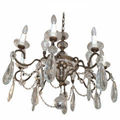 Magnificent Antique Iron and Crystal Chandelier