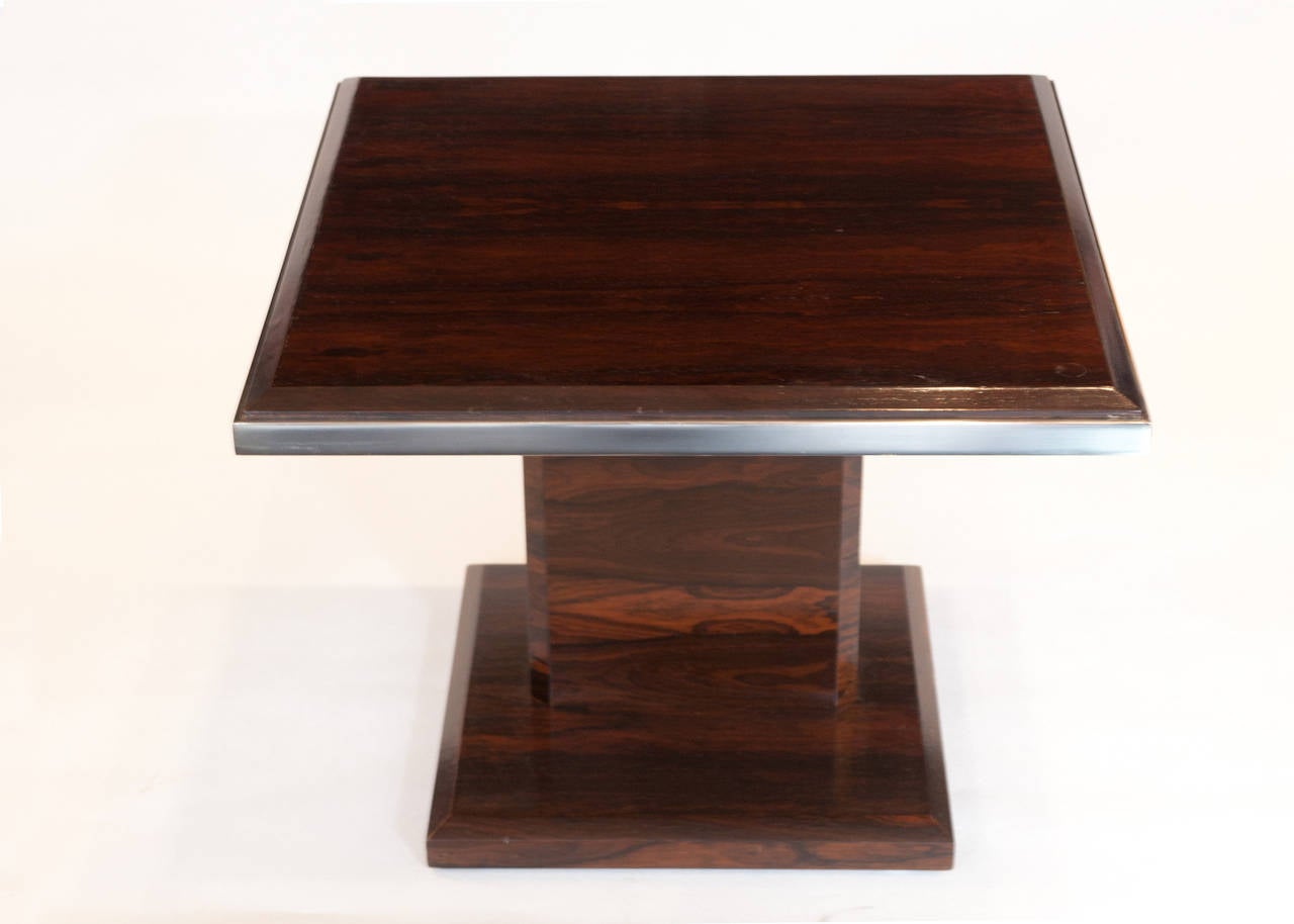 Mid-Century Modern Pair of Elegant Rosewood and Chrome Cocktail Tables